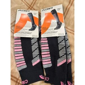 Crivit Girls Premium Thermal Athletic Socks 2 Pair Wool Blend Ski US 5Y 6Y Black